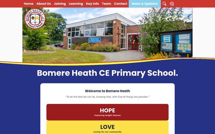 Screenshot of bomereheathschool.org.uk