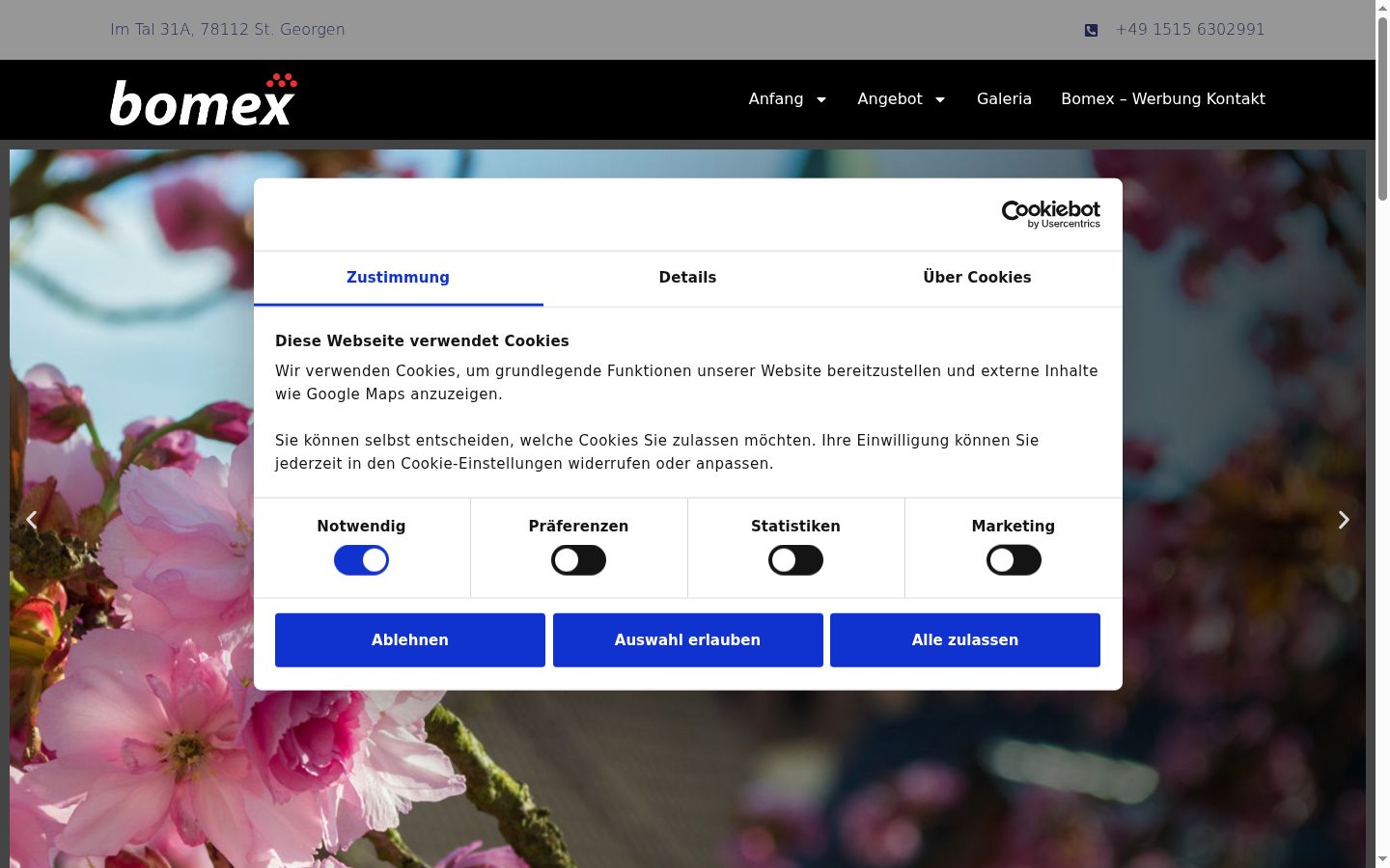 Screenshot van de toestemmingsbanner zoals getoond vóór enige interactie