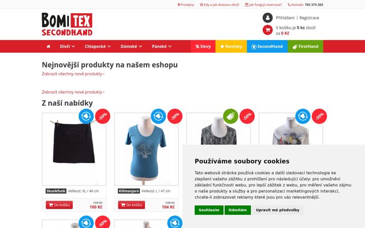Ekraanipilt saidist bomitex.cz