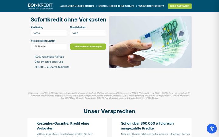 Zrzut ekranu bon-kredit.de