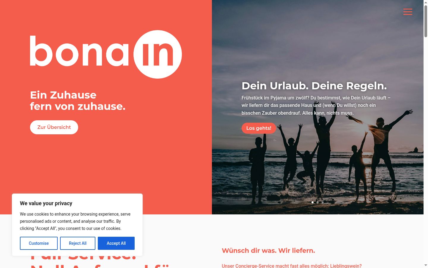 Screenshot des Einwilligungsbanners vor jeglicher Interaktion