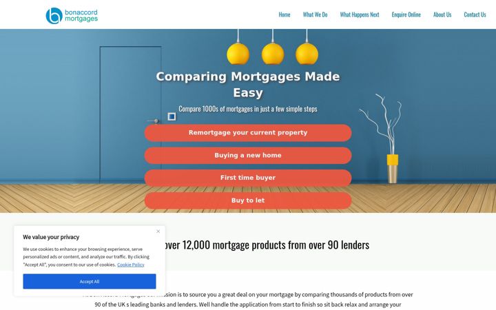 Screenshot of bonaccordmortgages.com