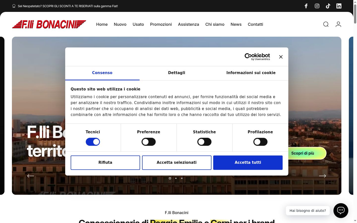 Captura de ecrã do banner de consentimento apresentado antes de qualquer interação
