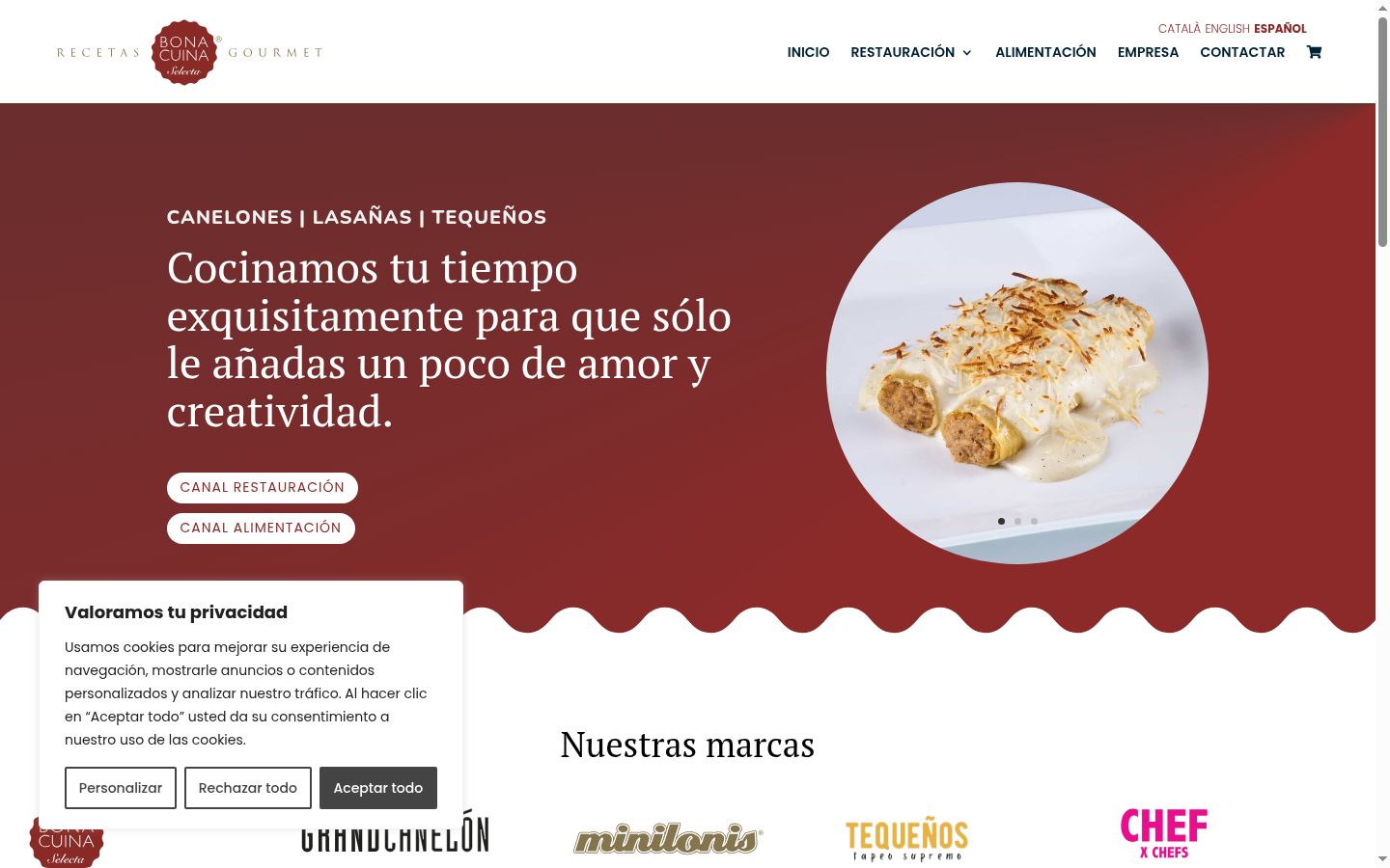 Captura de pantalla del banner de consentimiento mostrado antes de cualquier interacción