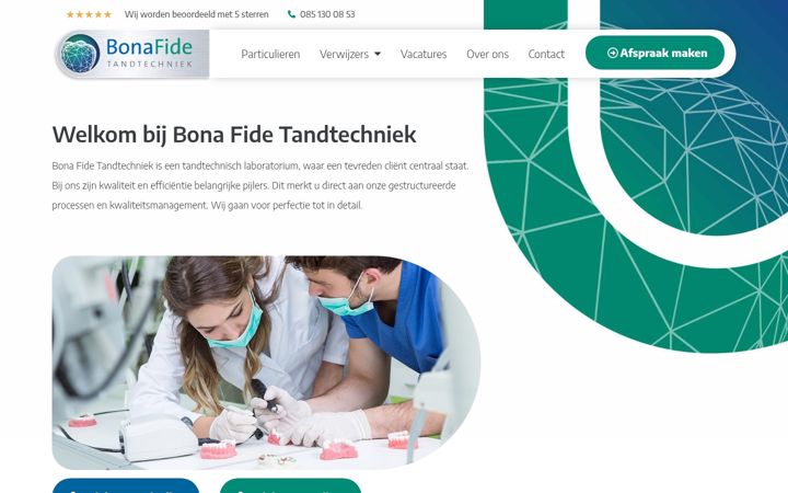 Screenshot of bonafidetandtechniek.nl