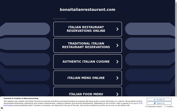 Screenshot of bonaitalianrestaurant.com