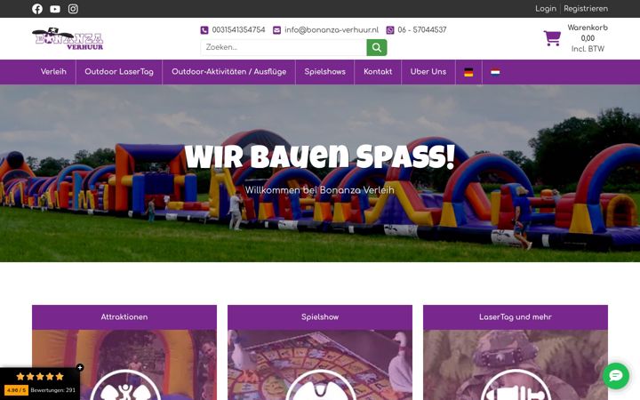 Screenshot of bonanza-verleih.de