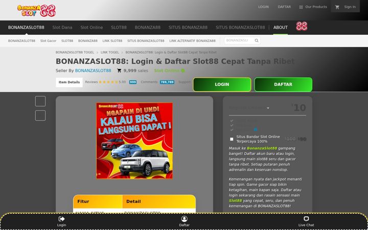Screenshot of bonanzaslot88login.com