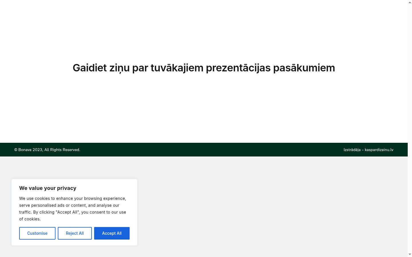 Snímek obrazovky baneru souhlasu zobrazeného před jakoukoli interakcí