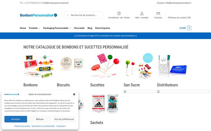 Snimka zaslona za bonbonpersonnalise.fr