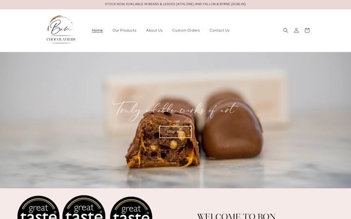 Screenshot of bonchocolatiers.ie