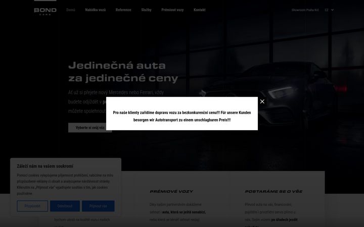 Screenshot of bondcars.cz