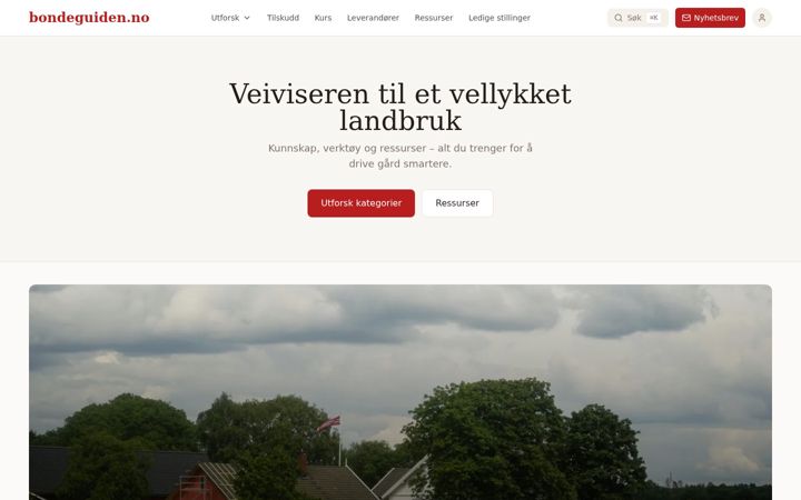 Screenshot of bondeguiden.no