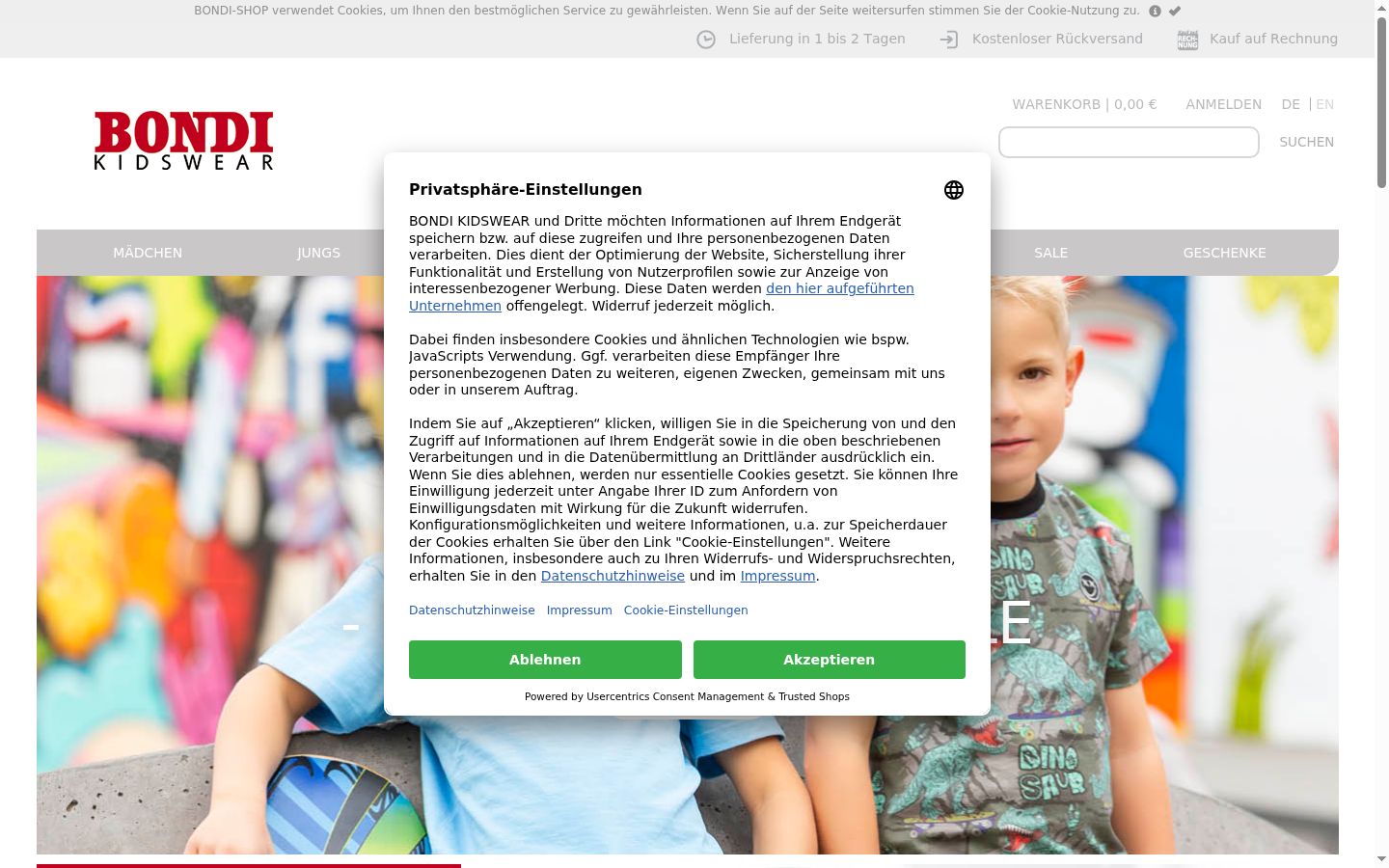 Snímka obrazovky banera súhlasu zobrazeného pred akoukoľvek interakciou