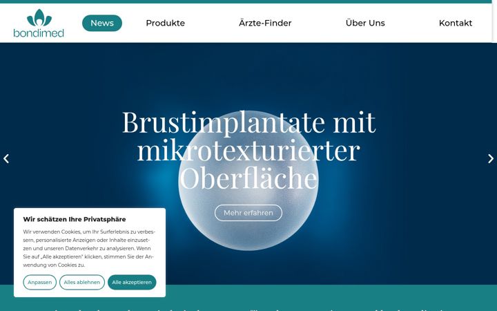 Screenshot stránky bondimed.at