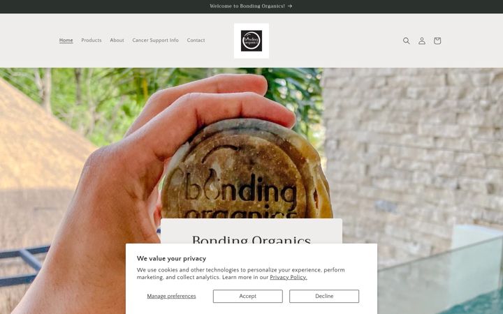 Screenshot of bondingorganics.com