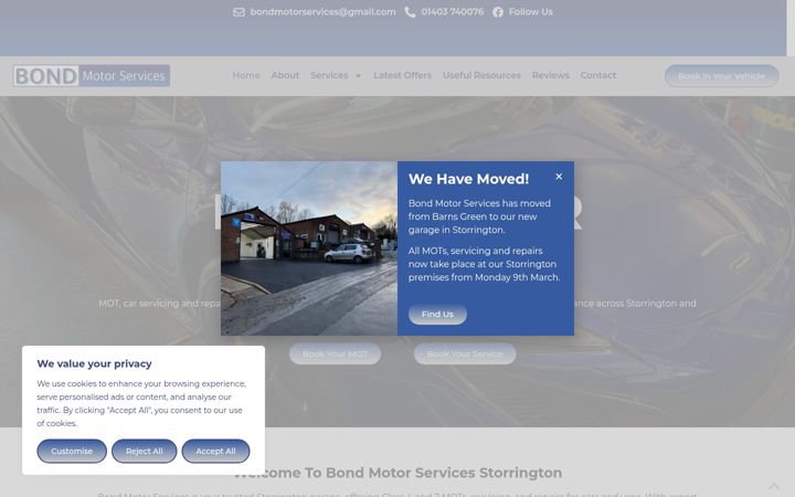 Screenshot of bondmotorserviceshorsham.com