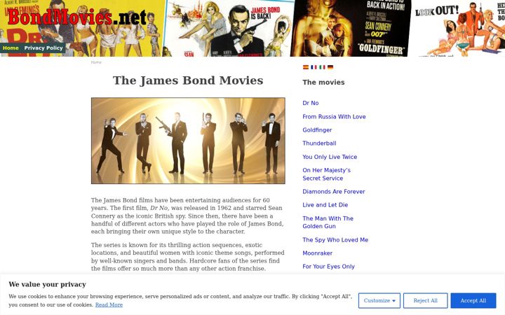 Screenshot ta' bondmovies.net