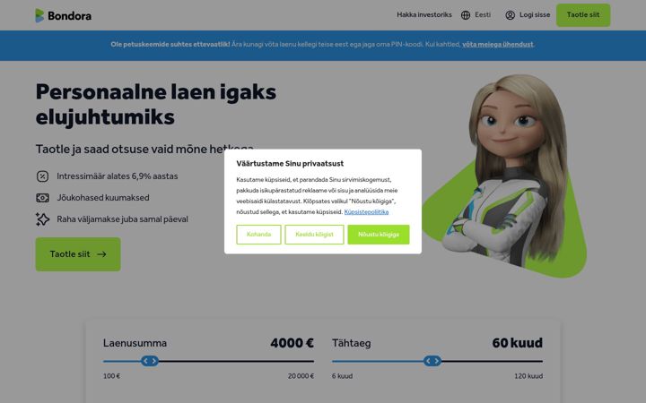 Screenshot of bondora.ee