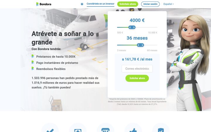 Screenshot of bondora.es