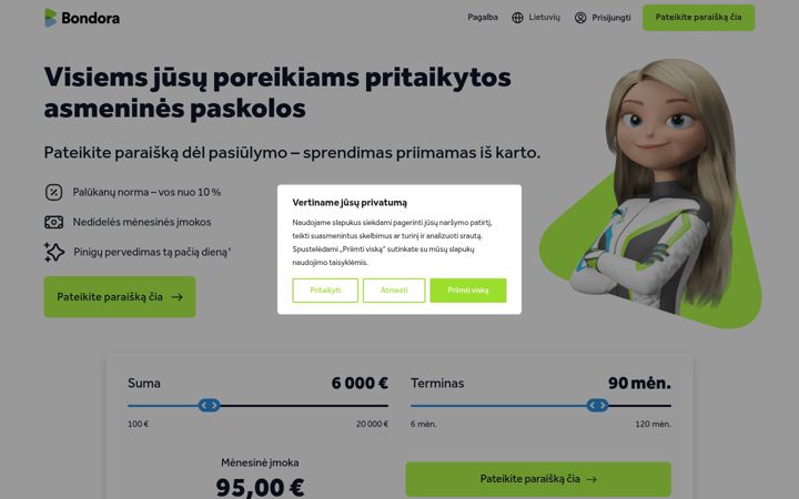 Screenshot ta' bondora.lt