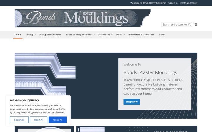 Screenshot ta' bondsplastermouldings.com