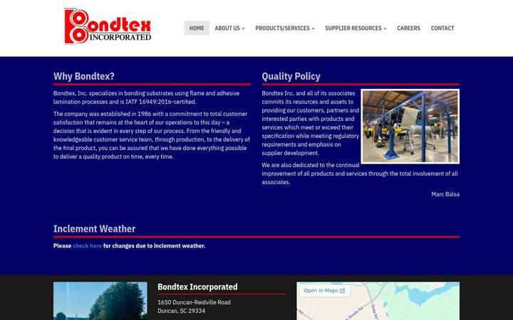 Screenshot of bondtexinc.com