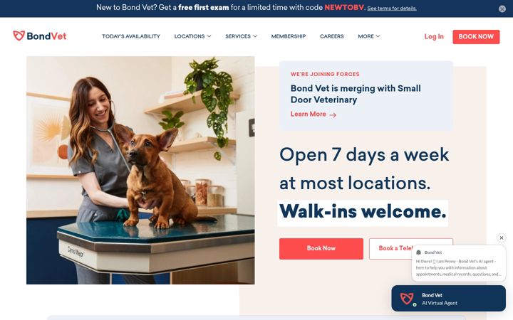 Screenshot of bondvet.com