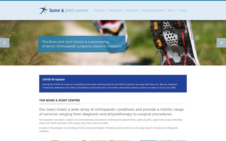 Screenshot of boneandjointcentre.com