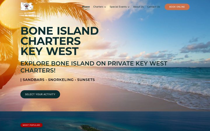 Screenshot of boneislandcharterskeywest.com