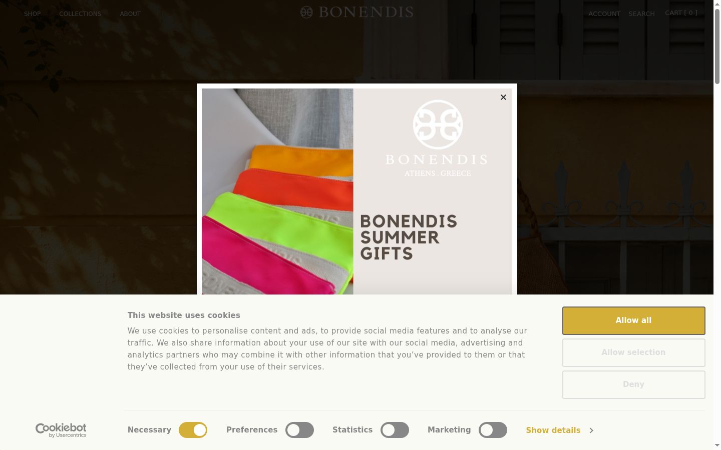 Screenshot of the consent banner shown before any interaction
