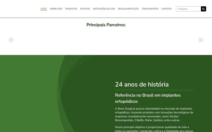 Screenshot stránky bonesurgical.com.br