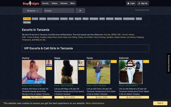 Screenshot stránky bongocallgirls.com