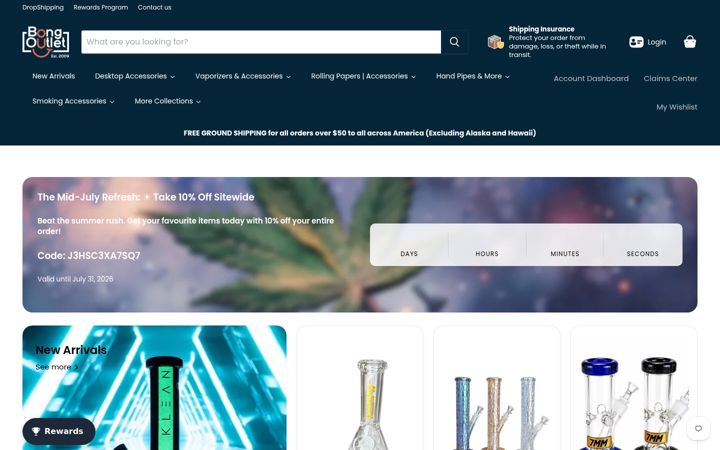 Screenshot of bongoutlet.com