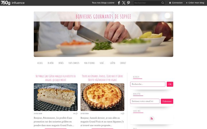 Screenshot of bonheursgourmandsdesophie.fr