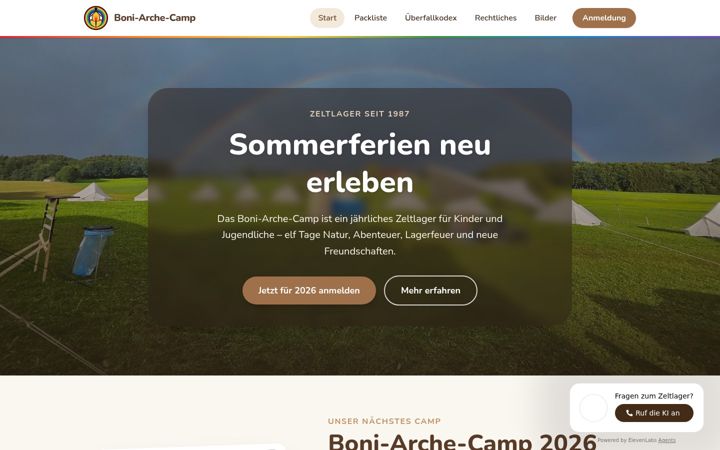 Screenshot of boni-arche-camp.de