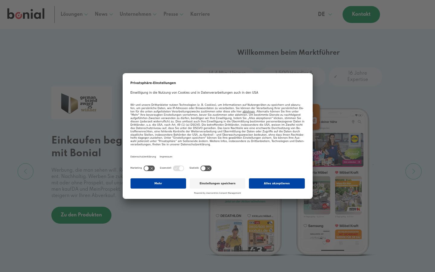 Screenshot tal-banner tal-kunsens muri qabel kwalunkwe interazzjoni