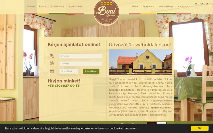 Screenshot of boniapartman.hu