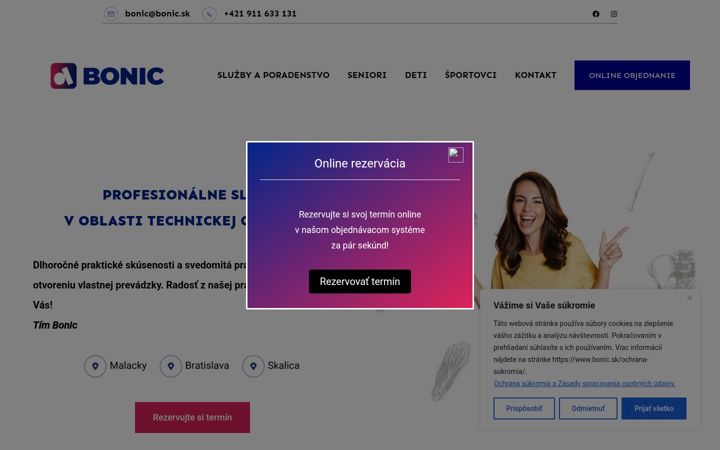 Posnetek zaslona bonic.sk