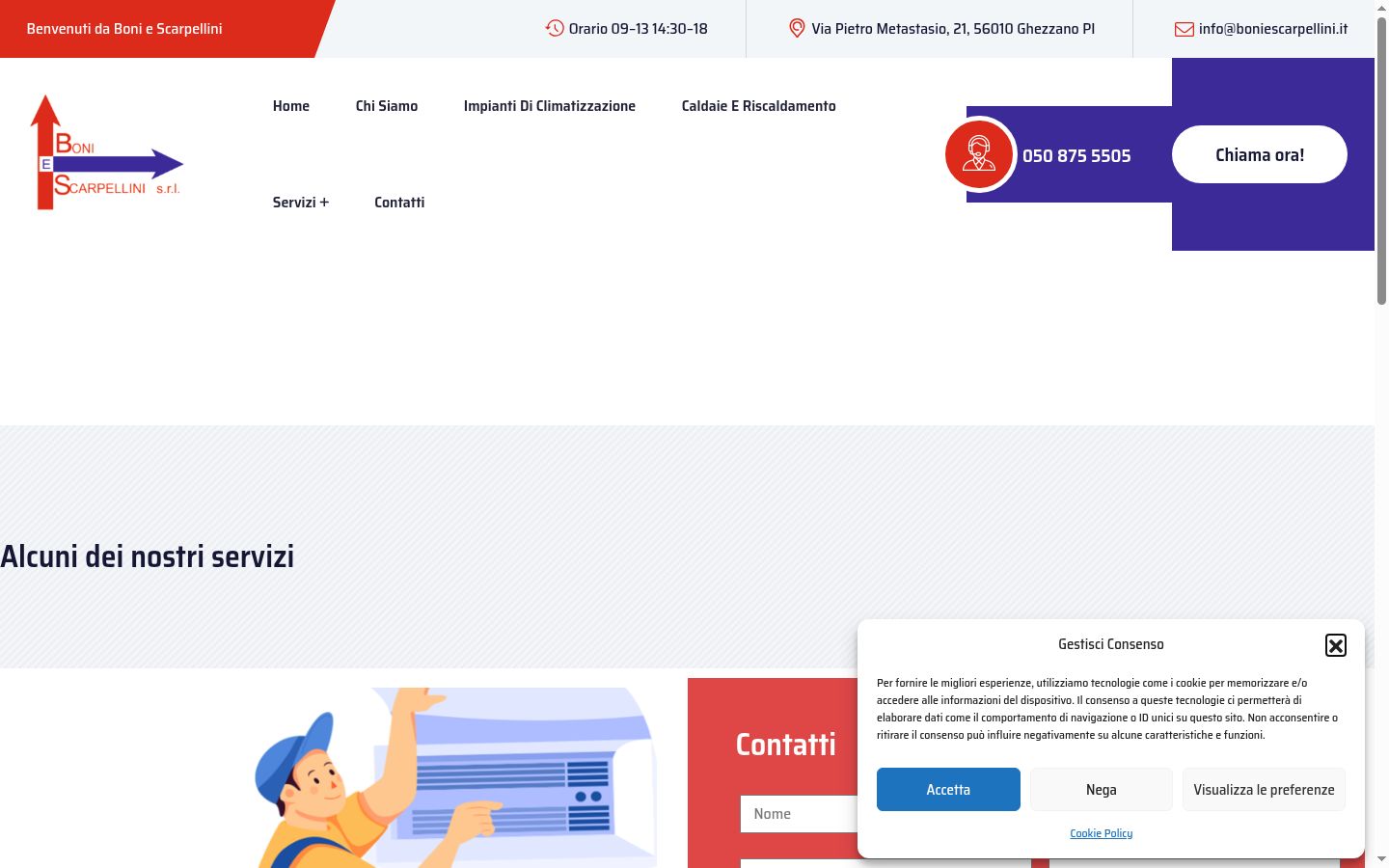 Screenshot del banner di consenso mostrato prima di qualsiasi interazione