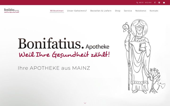 Screenshot of bonifatius-apotheke-mainz.de