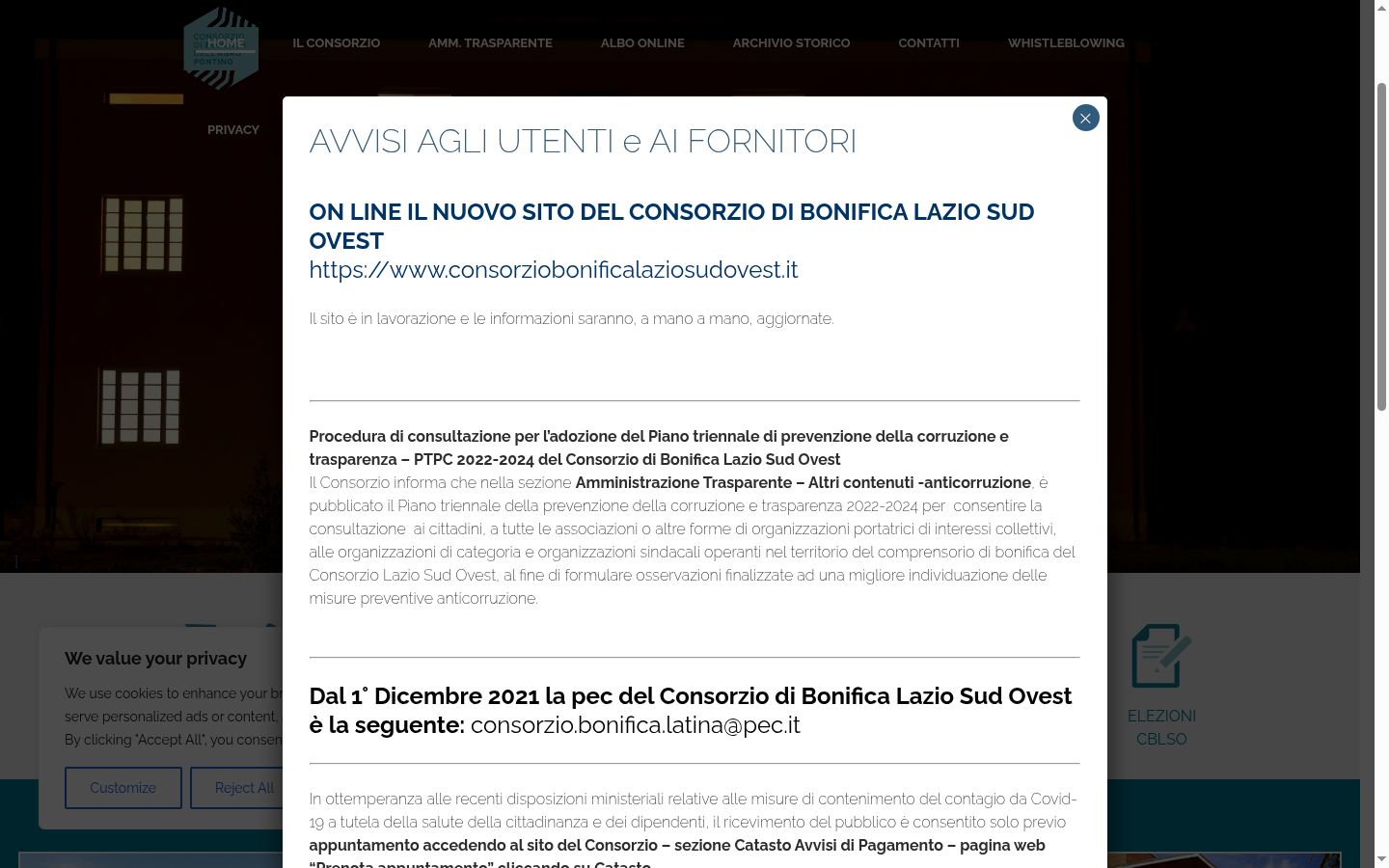 Captura de pantalla del banner de consentimiento mostrado antes de cualquier interacción