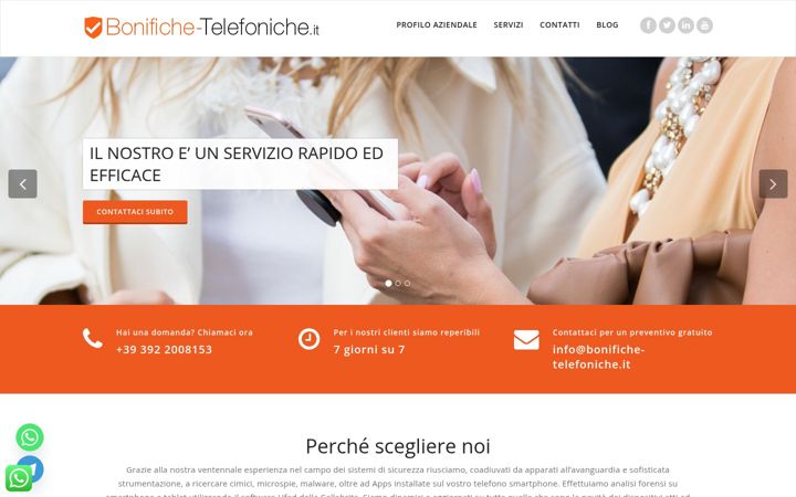 Screenshot stránky bonifiche-telefoniche.it