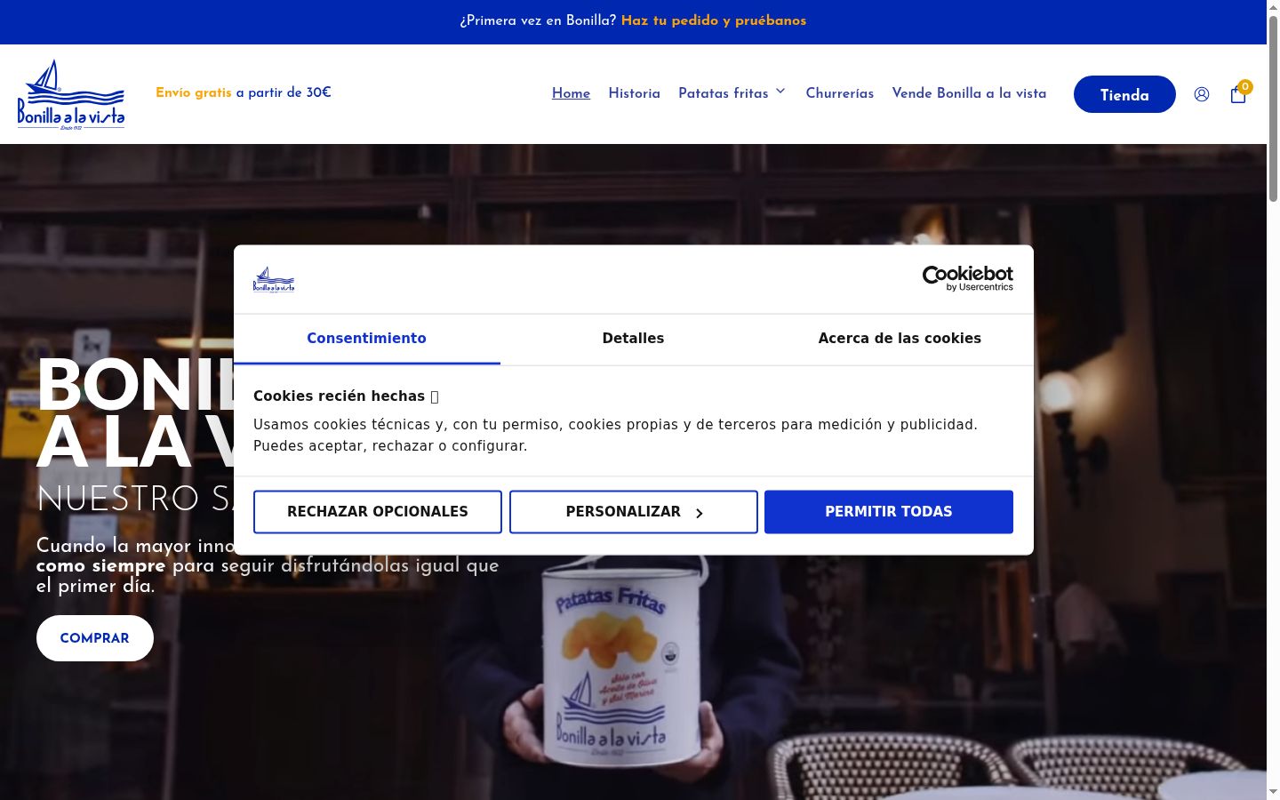 Snímka obrazovky banera súhlasu zobrazeného pred akoukoľvek interakciou