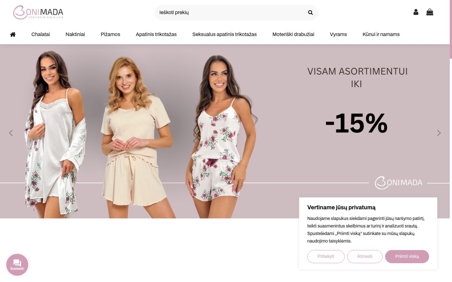 Ekrānuzņēmums ar piekrišanas baneri, kas tika rādīts pirms jebkādas mijiedarbības