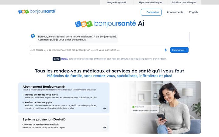 Screenshot of bonjour-sante.ca