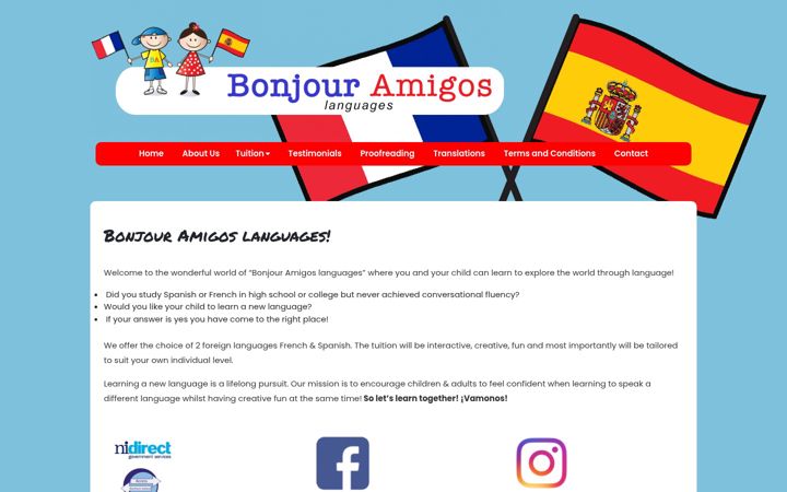 Screenshot of bonjouramigoslanguages.co.uk