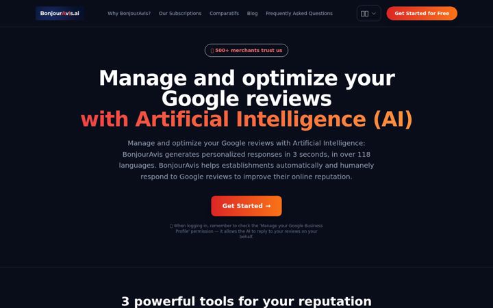Screenshot of bonjouravis.ai