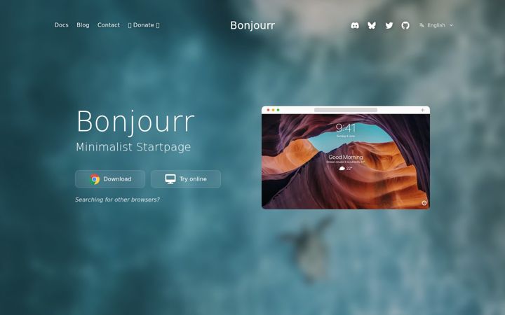 Screenshot of bonjourr.fr