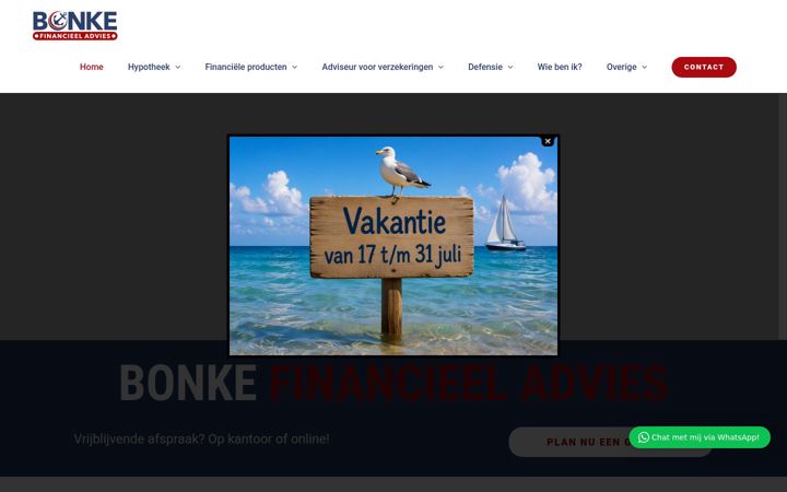 Skjámynd af bonkefinancieeladvies.nl